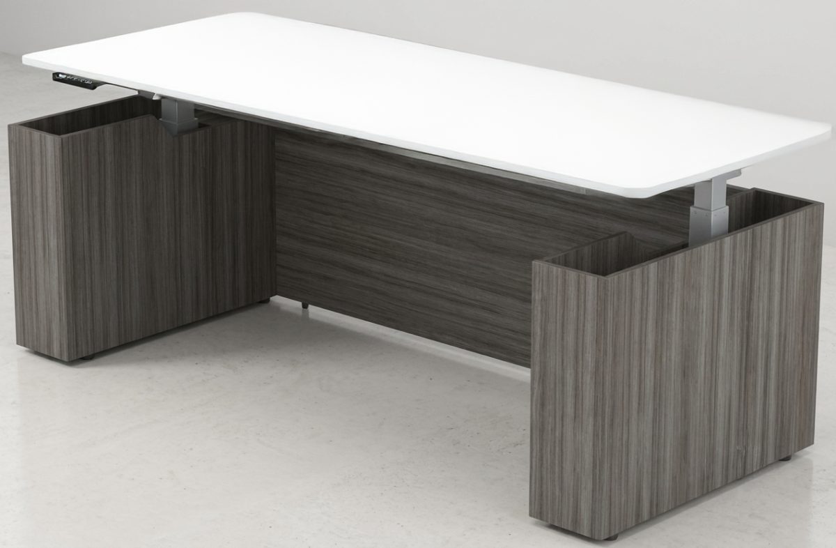 Sit-to-Stand Desk CL-101ST — 71"W x 32"D x 29"H, White & Driftwood