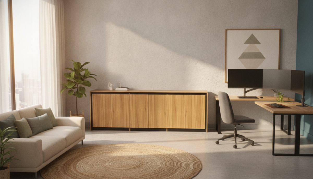 Cabinet (6-Door, Short) M20-LC-2408 — 94"W x 16"D x 31"H, WALNUT