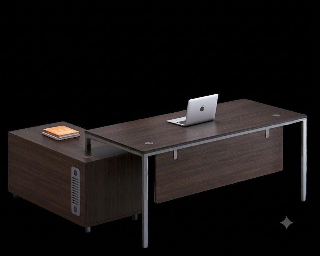 L-Shape Desk with Side Cabinet PE16-DC-2017L- ASHOAK — 71"W x 68"D x 29"H, Ash Oak