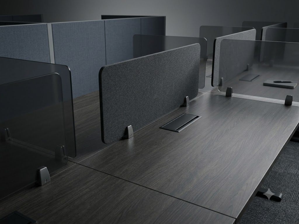 Desk Mount Screen (Fabric) PE16-FS-3914-DARK GREY — 39.4"W x 14"D, Grey