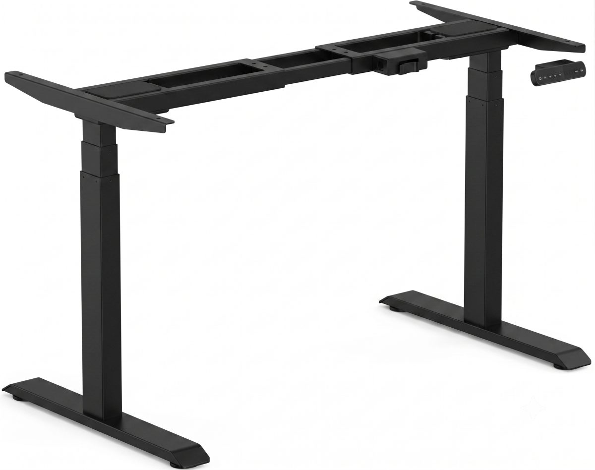 Height-Adjustable Desk Frame (3-Stage, Sit-to-Stand) PE16-JE001-2 - Black, BLACK