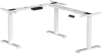 Height-Adjustable Desk Frame (3-Stage, L-Shape) PE16-JE002-3 White — 42"W x 7"D x 9"H, White