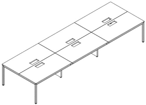 Workstation (6-Person) PE16-MB1-4514-P1-A — 177"W x 55"D x 29"H, White