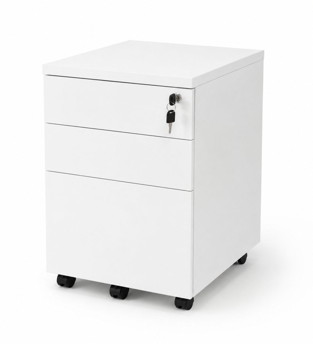 Mobile Pedestal (3 Drawer) PE16-MP3-White — 16"W x 20"D x 25.5"H, WHITE