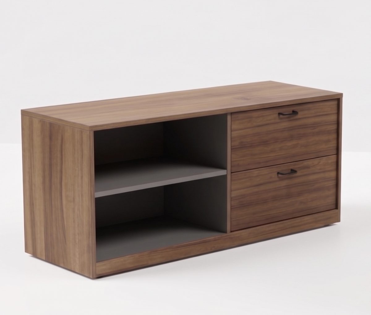Credenza Combo (Lateral File + Storage) WD-105-C5 — 71"W x 24"D, Walnut & Black